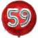 Runder Luftballon Jumbo Zahl 59, rot-silber mit 3D-Effekt zum 59. Geburtstag