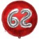 Runder Luftballon Jumbo Zahl 62, rot-silber mit 3D-Effekt zum 62. Geburtstag