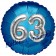 Runder Luftballon Jumbo Zahl 63, blau-silber mit 3D-Effekt zum 63. Geburtstag