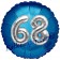 Runder Luftballon Jumbo Zahl 68, blau-silber mit 3D-Effekt zum 68. Geburtstag