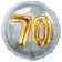 Runder Luftballon Jumbo Zahl 70, silber-gold mit 3D-Effekt zum 70. Geburtstag