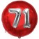 Runder Luftballon Jumbo Zahl 71, rot-silber mit 3D-Effekt zum 71. Geburtstag