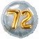 Runder Luftballon Jumbo Zahl 72, silber-gold mit 3D-Effekt zum 72. Geburtstag