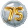 Runder Luftballon Jumbo Zahl 75, silber-gold mit 3D-Effekt zum 75. Geburtstag