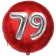 Runder Luftballon Jumbo Zahl 79, rot-silber mit 3D-Effekt zum 79. Geburtstag