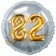 Runder Luftballon Jumbo Zahl 82, silber-gold mit 3D-Effekt zum 82. Geburtstag