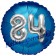 Runder Luftballon Jumbo Zahl 84, blau-silber mit 3D-Effekt zum 84. Geburtstag