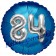 Runder Luftballon Jumbo Zahl 84, blau-silber mit 3D-Effekt zum 84. Geburtstag