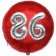Runder Luftballon Jumbo Zahl 86, rot-silber mit 3D-Effekt zum 86. Geburtstag