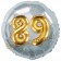 Runder Luftballon Jumbo Zahl 89, silber-gold mit 3D-Effekt zum 89. Geburtstag