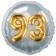 Runder Luftballon Jumbo Zahl 93, silber-gold mit 3D-Effekt zum 93. Geburtstag