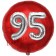 Runder Luftballon Jumbo Zahl 95, rot-silber mit 3D-Effekt zum 95. Geburtstag