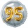 Runder Luftballon Jumbo Zahl 95, silber-gold mit 3D-Effekt zum 95. Geburtstag