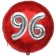 Runder Luftballon Jumbo Zahl 96, rot-silber mit 3D-Effekt zum 96. Geburtstag
