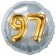 Runder Luftballon Jumbo Zahl 97, silber-gold mit 3D-Effekt zum 97. Geburtstag