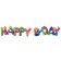 Schriftzug aus Luftballons, Happy Bday in Regenbogenfarben