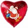 Folienballon Weihnachtsmann Schnee, Herz, ohne Helium/Ballongas