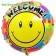 Welcome Smiley, Folienballon mit Ballongas