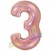 Zahlendekoration Zahl 3, holografisch, Rose Gold, Folienballon Dekozahl ohne Helium