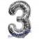 Zahlendekoration Zahl 3, Silber mit Punkten, Drei, Großer Luftballon aus Folie, 86 cm hoch, Folienballon Dekozahl