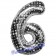 Zahlendekoration Zahl 6, Silber mit Punkten, Sechs, Großer Luftballon aus Folie, 86 cm hoch, Folienballon Dekozahl