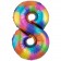Zahlen Luftballon Zahl 8, Regenbogenfarben, Ballon aus Folie, Dekozahl ohne Helium