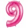 Folienballon Zahl 9, 100 cm, rosa