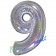 Zahl 9, holografisch, Silber, Luftballon aus Folie, 100 cm