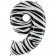 Zahl 9, Zebra Print, Luftballon aus Folie, 100 cm