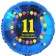 Luftballon aus Folie zum 11. Geburtstag, Herzlichen Glückwunsch Ballons 11, blau, ohne Ballongas