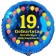 Luftballon aus Folie zum 19. Geburtstag, Herzlichen Glückwunsch Ballons 19, blau, ohne Ballongas