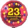 Luftballon aus Folie zum 23. Geburtstag, Herzlichen Glückwunsch Ballons 23, rot, ohne Ballongas