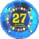 Luftballon aus Folie zum 27. Geburtstag, Herzlichen Glückwunsch Ballons 27, blau, ohne Ballongas