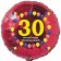 Luftballon aus Folie zum 30. Geburtstag, Herzlichen Glückwunsch Ballons 30, rot, ohne Ballongas