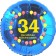 Luftballon aus Folie zum 34. Geburtstag, Herzlichen Glückwunsch Ballons 34, blau, ohne Ballongas
