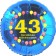 Luftballon aus Folie zum 43. Geburtstag, Herzlichen Glückwunsch Ballons 43, blau, ohne Ballongas