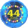 Luftballon aus Folie zum 44. Geburtstag, Herzlichen Glückwunsch Ballons 44, blau, ohne Ballongas