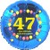Luftballon aus Folie zum 47. Geburtstag, Herzlichen Glückwunsch Ballons 47, blau, ohne Ballongas