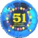 Luftballon aus Folie zum 51. Geburtstag, Herzlichen Glückwunsch Ballons 51, blau, ohne Ballongas