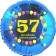 Luftballon aus Folie zum 57. Geburtstag, Herzlichen Glückwunsch Ballons 57, blau, ohne Ballongas