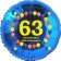Luftballon aus Folie zum 63. Geburtstag, Herzlichen Glückwunsch Ballons 63, blau, ohne Ballongas