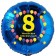 Luftballon aus Folie zum 8. Geburtstag, blauer Rundballon, Balloons, Herzlichen Glückwunsch, inklusive Ballongas