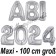 Abi 2024, große Buchstaben-Luftballons, 100 cm, Silber, zur Abiturfeier