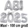 Abi 2025, große Buchstaben-Luftballons, 100 cm, Silber, inklusive Helium, zur Abiturfeier