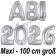 Abi 2026, große Buchstaben-Luftballons, 100 cm, Silber, inklusive Helium, zur Abiturfeier