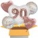 5 Luftballons zum 90. Geburtstag, Herz Jumbo 3D Sparkling Fizz  Birthday Roségold 90