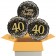 3 Luftballons aus Folie zum 40. Geburtstag, Sparkling Fizz Birthday Gold 40