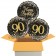 3 Luftballons aus Folie zum 90. Geburtstag, Sparkling Fizz Birthday Gold 90