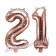 Zahlen-Luftballons aus Folie, Zahl 21 zum 21. Geburtstag und Jubiläum, Rosegold, 35 cm