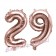 Zahlen-Luftballons aus Folie, Zahl 29 zum 29. Geburtstag und Jubiläum, Rosegold, 35 cm